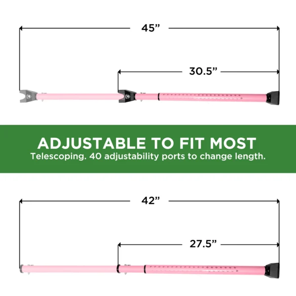 Diagram showing adjustable telescoping lengths of 45" and 42" with extendable sections.