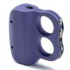 Compact purple stun gun with dual finger grips and control buttons.