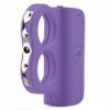 Purple binoculars with a unique ergonomic design and textured grips.