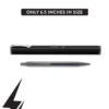 Compact pen with a sleek black case, measuring only 6.5 inches.